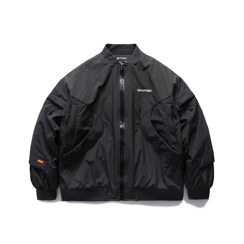 Nanxia Qiaozhuang Winter Solid Color Pocket Decoration Baseball Collar Cotton Coat Japanese Retro Warm Cotton Coat Men