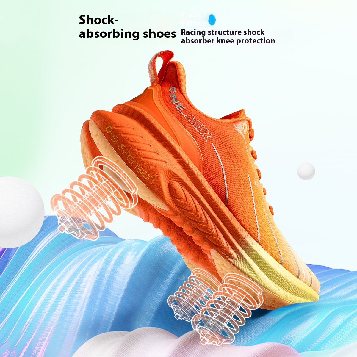 Onemix玩觅避震爽跑鞋专业跑步鞋运动厚底减震跑鞋男透气