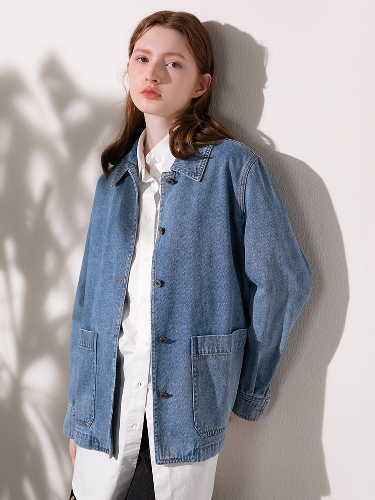 Autumn Retro Cotton Denim Jacket For Women Handsome Boyfriend Style Hong Kong Style Loose Cardigan Tops For Women84996