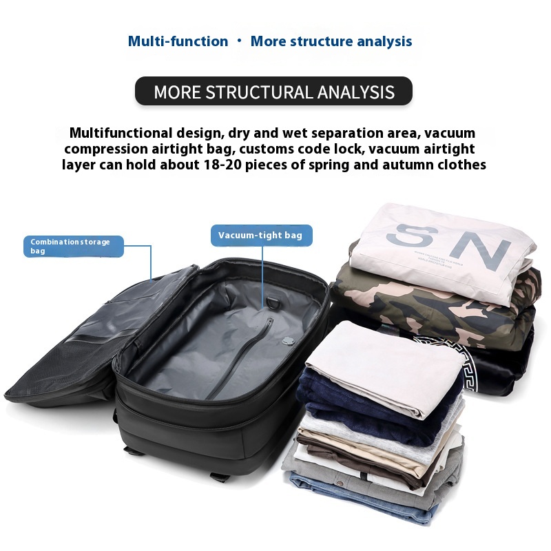 Men's Backpack With Large Capacity,Multifunctional Vacuum Compression Travel Bag,Expandable And Splash-proof Computer Backpack