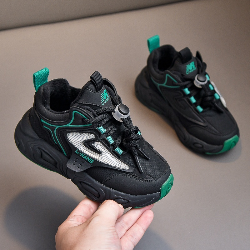 Boys'Sports Shoes Spring And Autumn Children's Plus Velvet Dad Shoes Medium And Large Children's Running Shoes Autumn And Winter Girls'Shoes