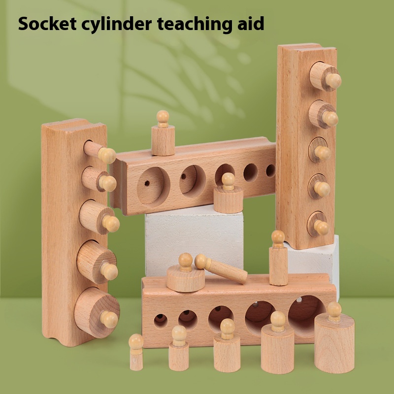 Montessori Montessori Early Childhood Education Teaching Aids Socket Cylinder Kindergarten Infant Children's Educational Wooden Toys
