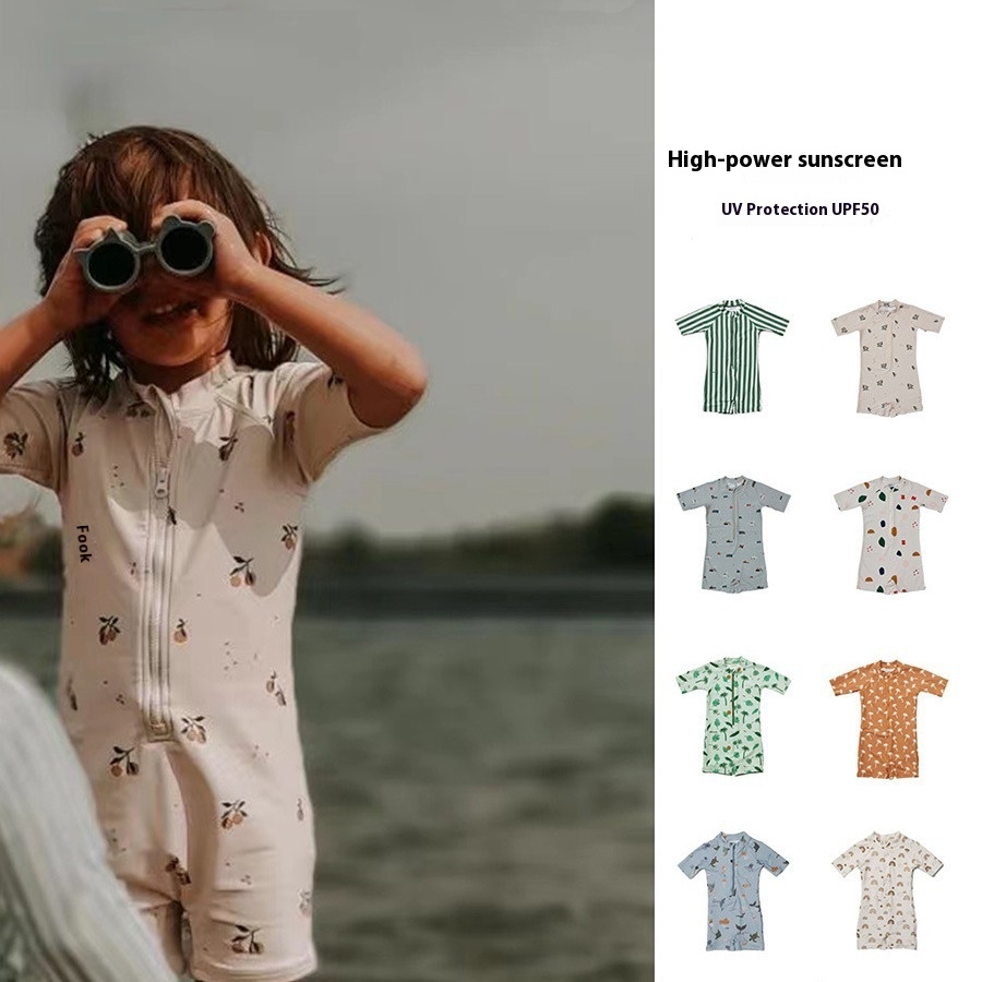 Children's One-piece Swimsuit Style Girls Baby Style Floral Swimsuit Boys Sunscreen Quick-drying Swimsuit