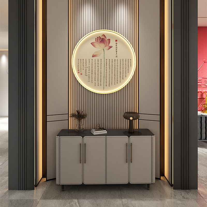 Heart Sutra Hanging Painting Chinese Style Entrance Buddha Table Mural Tea Room Zen Buddha Series Circular Decorative Painting Buddhist Sutra Calligraphy And Painting