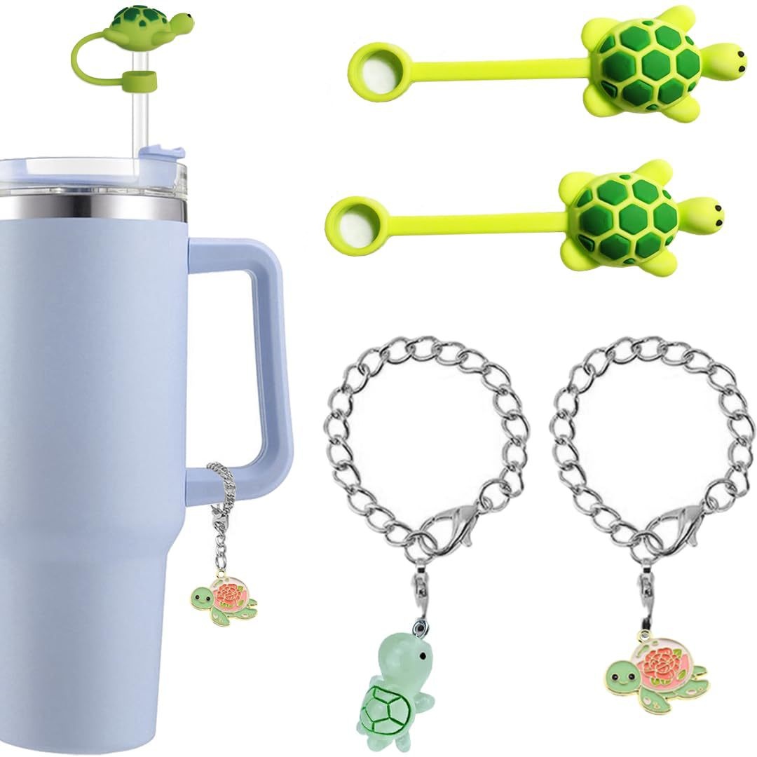 Straw Cap Flower Turtle Cup Chain Marine Animal Cartoon Creative Silicone Straw Plug Pendant Ice Cup Straw Cover