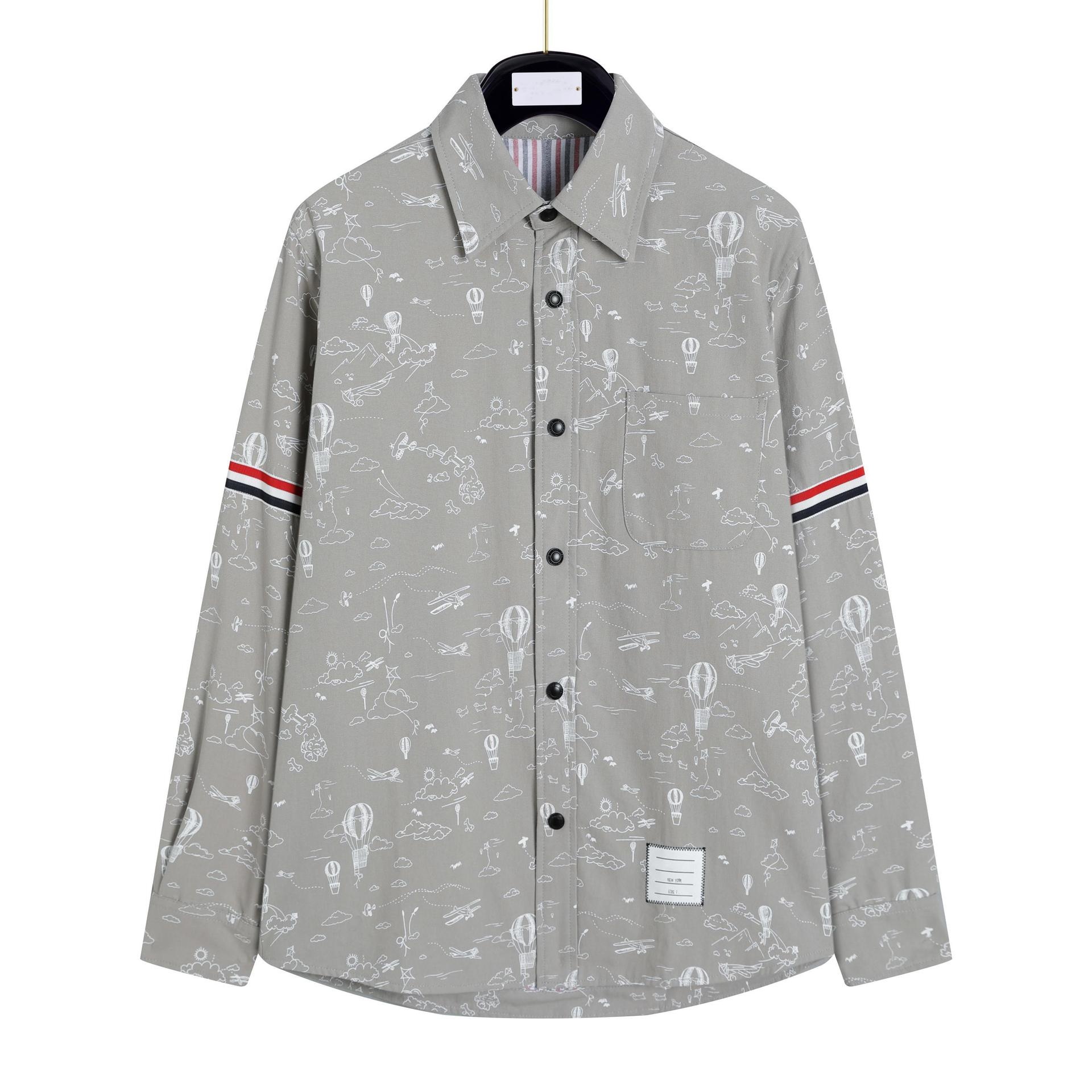 THOMBIRUCROSpring And Autumn Jacket Shirt Unisex Double Sleeve Ribbon Hot Air Balloon Jacket Shirt Coat