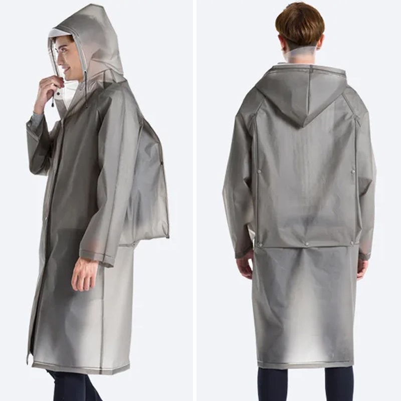 Adult Eva Raincoat Outdoor Travel Transparent Brim Schoolbag Long Raincoat Can Print