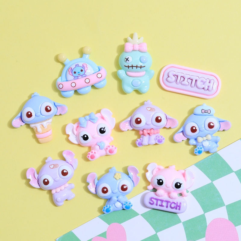 Cartoon Cute Stitch Childlike Handmade DIYCream Glue Mobile Phone Case Headdress Hairpin Jewelry Resin Accessories