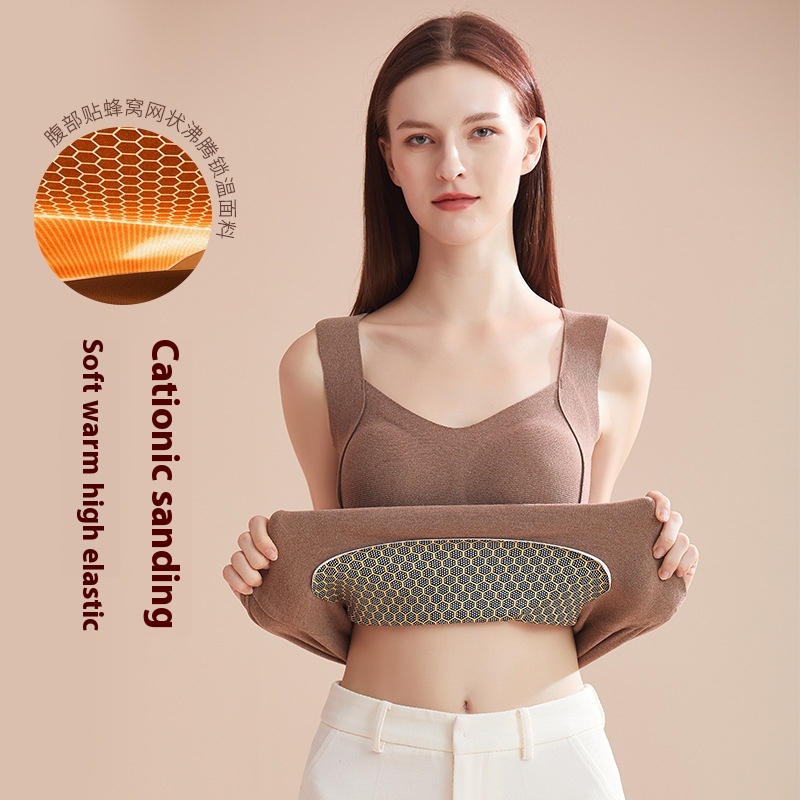 7 AAntibacterial Double-sided Brushed Cationic Warm Vest Heating Patch With Built-in Chest Pad,No Need To Wear Underwear,Seamless Autumn Clothes