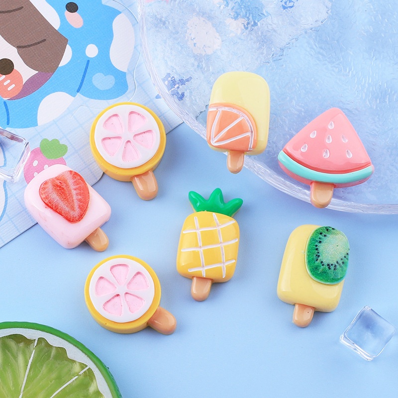 Bright Fruit Ice Cream DIYCream Glue Homemade Mobile Phone Case Refrigerator Magnet Hairpin Jewelry Resin Accessories