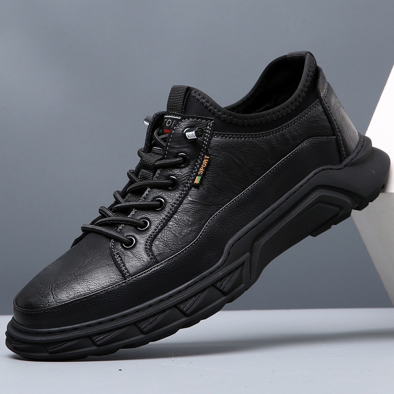 Autumn Men's Shoes Genuine Leather Men's Casual Shoes Men's Thick Sole Korean Version All-match Sports Low-top Men's Shoes