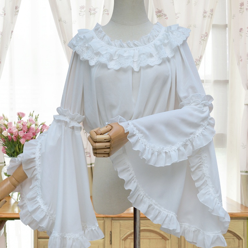 『Ji-sleeve Tube Top』Ji-sleeve Chiffon Long-sleeved Tube Top With Lolita One-shoulder Neck Ji-sleeve Bottoming Shirt