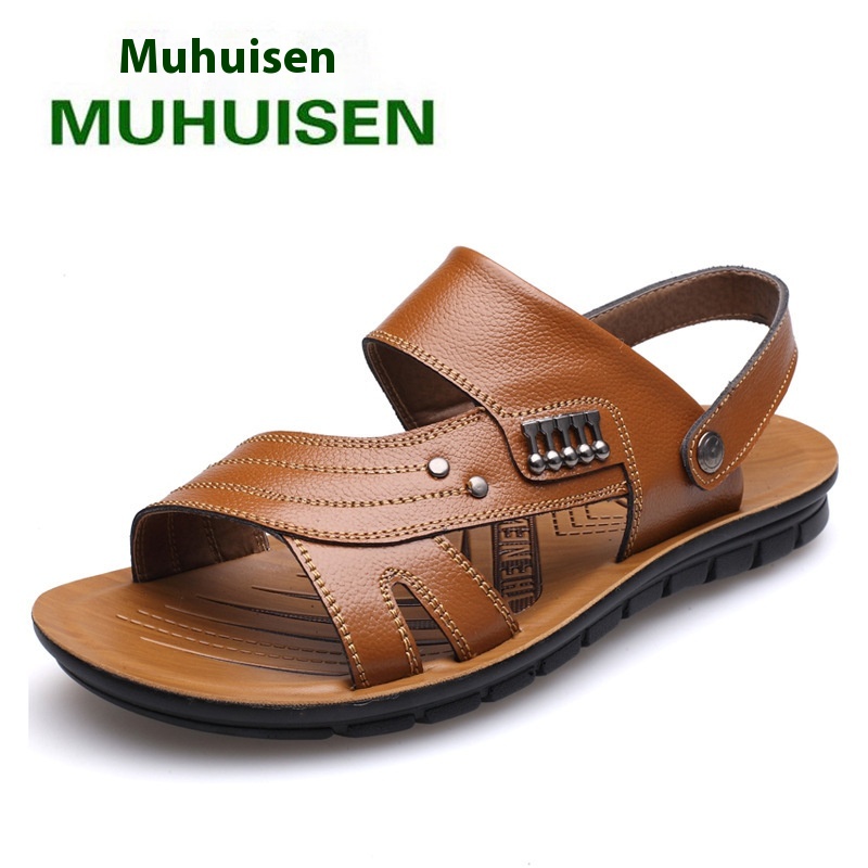 Summer Men's Sandals Genuine Leather Sandals Men's Beach Slippers5805