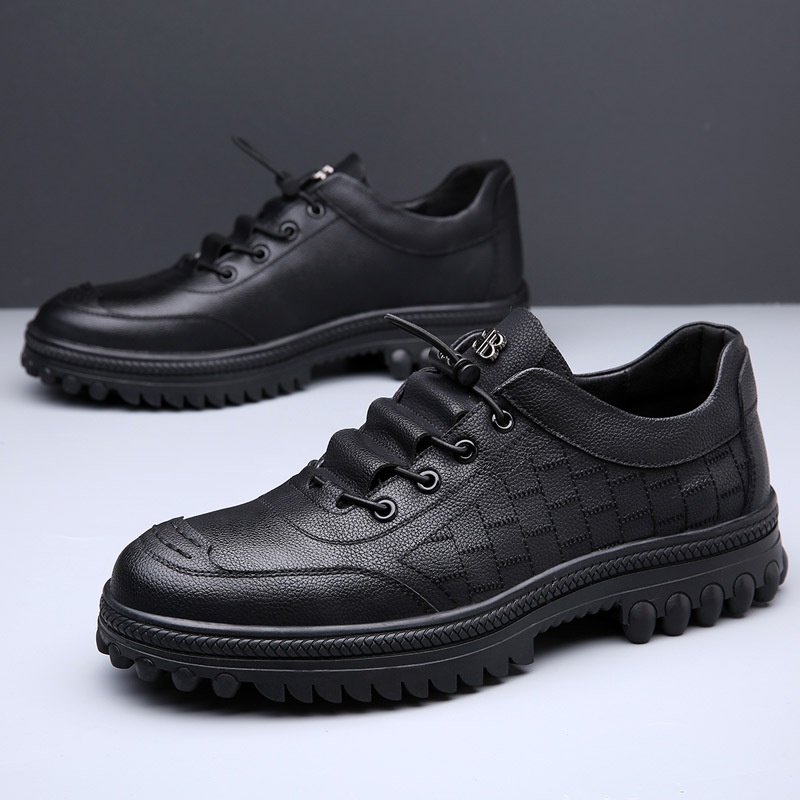 Men's Shoes Autumn Genuine Leather Casual Shoes Men's Versatile Korean Styley Thick Leather Shoes Men's