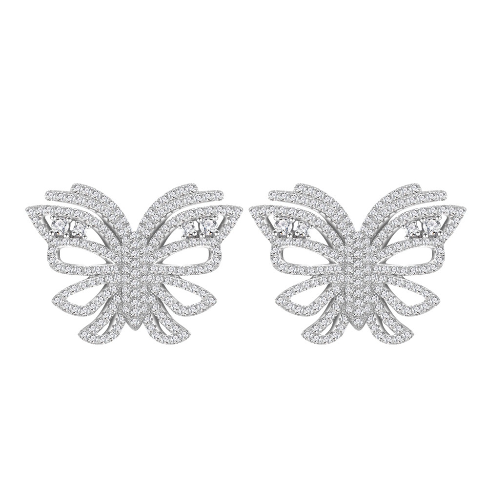 S925 Silver Earrings For Women,Finely Crafted,Micro-inlaid With Diamonds,Butterfly Earrings,High-end Niche Design Jewelry