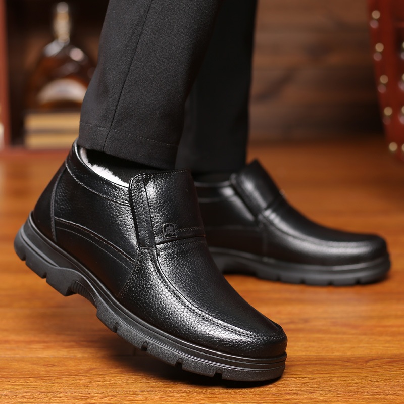 Winter Cotton Shoes Men Warm High Top Leather Shoes Size35 Casual Middle-aged And Elderly Dad Shoes Size46 Size47 Size48