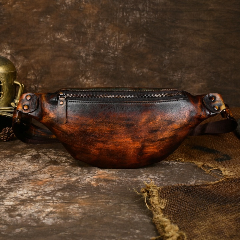 Foreign Trade Handmade Vintage Top Layer Cowhide Waist Bag European And American Men's Small Chest Bag European And American Men's Bag