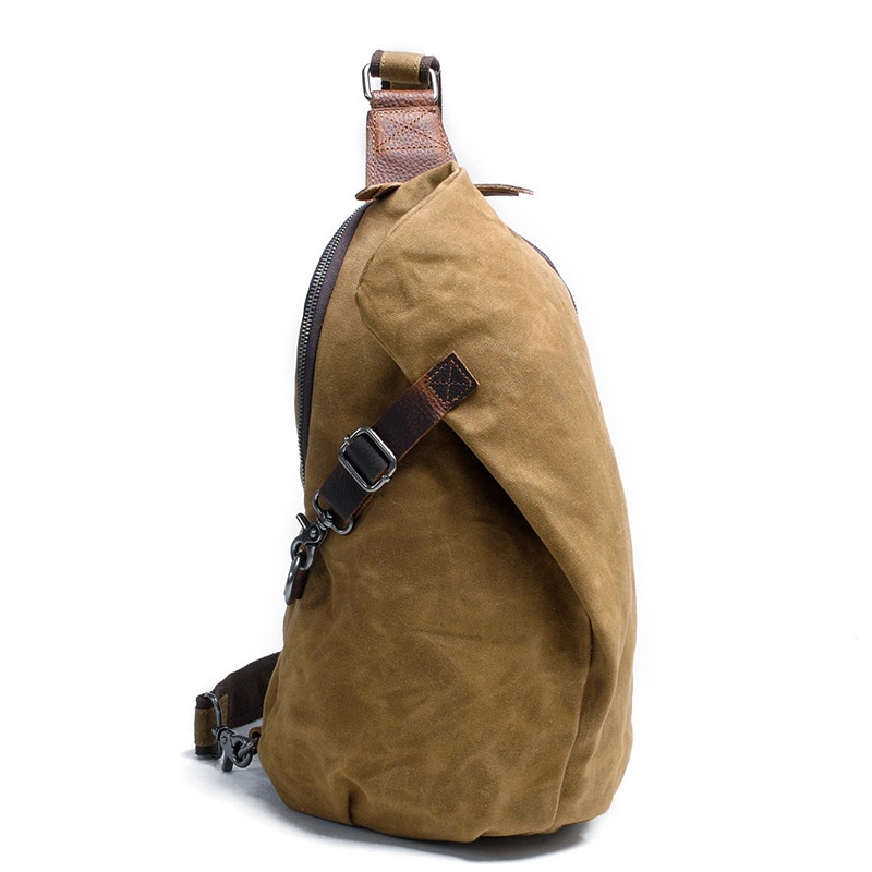 European And American Chest Bag Men's Shoulder Bag Waxed Canvas Messenger Bag Retro Casual Men's Bag One Piece Dery