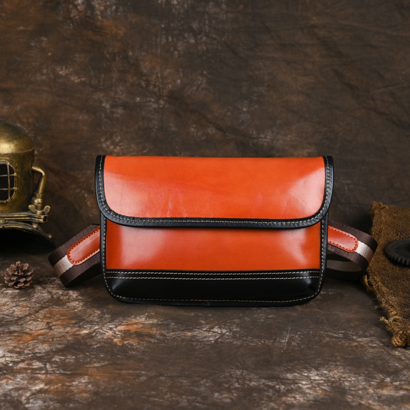 Retro Full Cowhide Messenger Bag First Layer Cowhide Casual Korean Version Envelope Small Shoulder Bag Men's Genuine Leather Flap Bag
