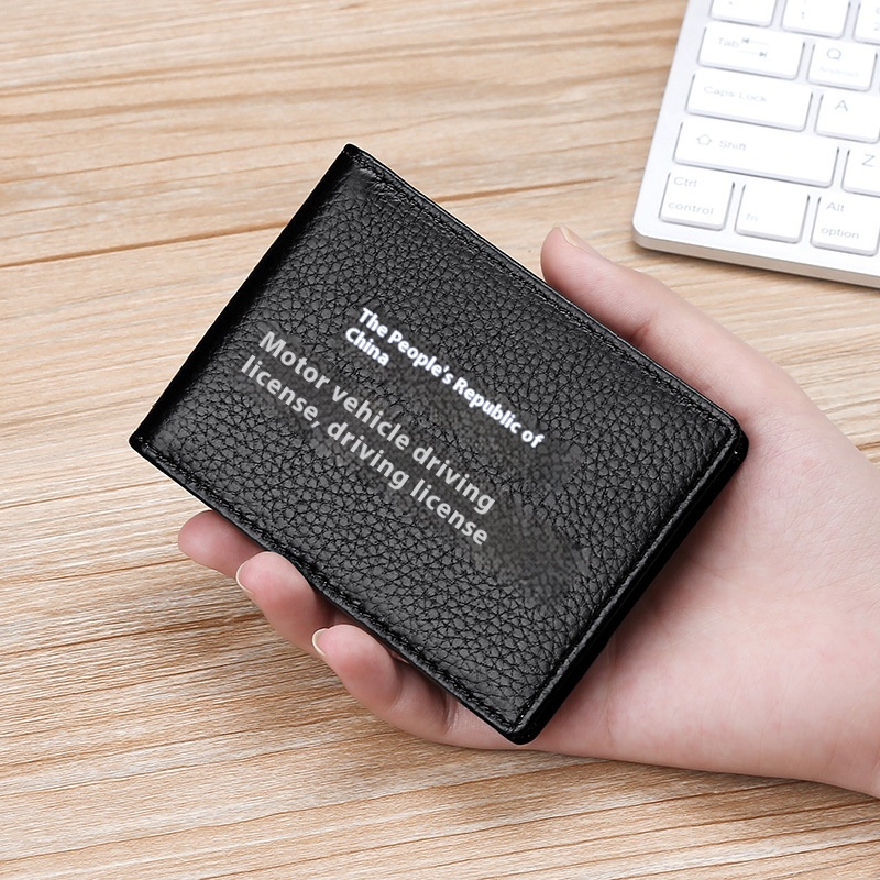 Style Driver's License Genuine Leather Litchi Pattern IDCover Motor Vehicle Driving License Driver's License Clip Leather Case