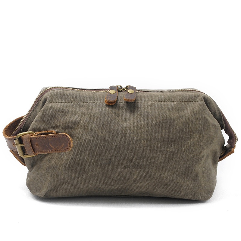 Arrival European And American Fashion Waxed Canvas Clutch Bag Men's Handbag Storage Bag Retro Style Toiletry Bag