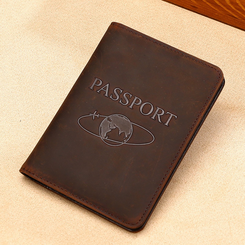 Qingyu RFIDPassport Bag Crazy Horse Leather Travel Passport Holder Multi-function Passport Protection Cover Genuine Leather Boarding Leather Case