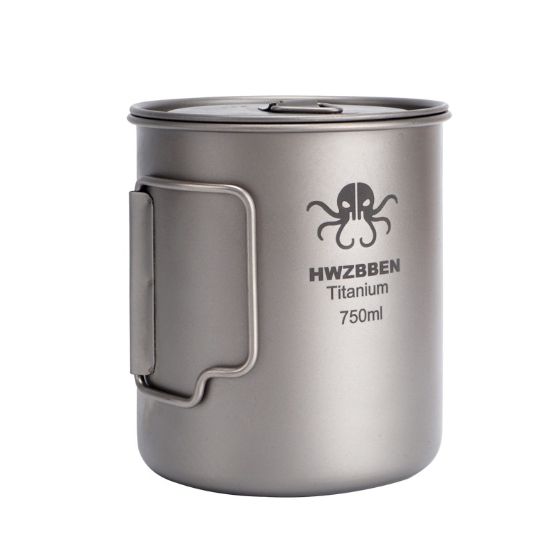 Pure Titanium Cup Water Cup Titanium Mug Outdoor Mountaineering Portable Can Boil Water Camping With Cover1 Piece