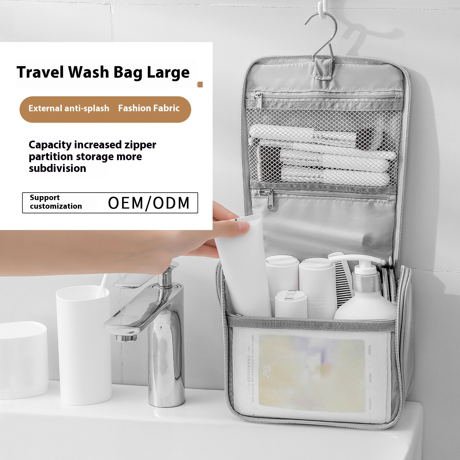 Large Capacity Travel Wash Bag Portable Oxford Cloth Waterproof Business Cosmetic Storage Bag