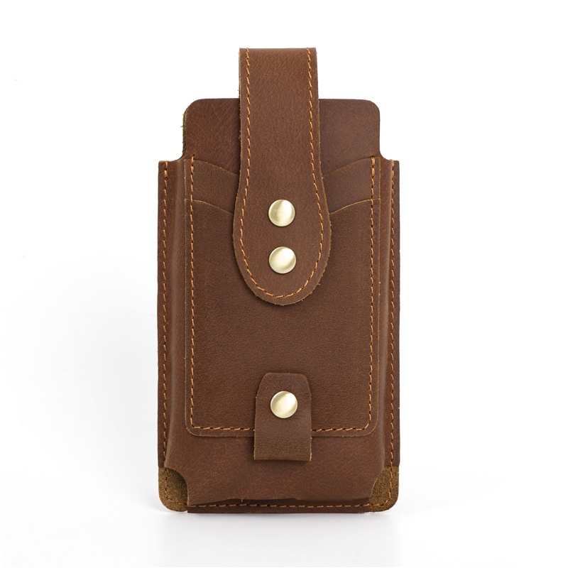 1090 Crazy Horse Leather Men's Mobile Phone Waist Bag First Layer Cowhide Outdoor Sports Retro Construction Site Bag