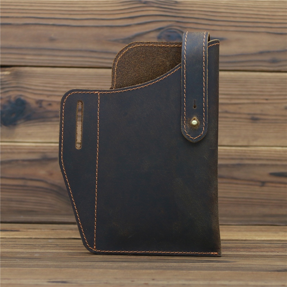 0778 Mobile Phone Bag Crazy Horse Leather Men's Vertical Style First Layer Cowhide Guangzhou Waist Bag Retro