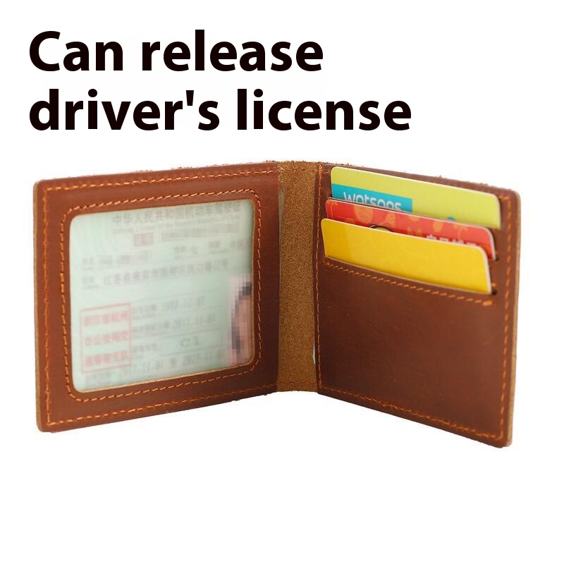 1091 Genuine Leather Driver's License Holder Wallet Card Holder Card Holder Crazy Horse Leather Retro Men's Driving School Graduation Gift