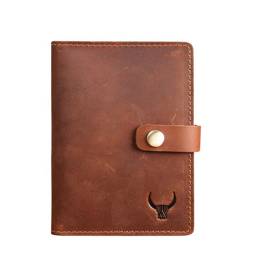 NT005 Men's And Women's Vintage Genuine Leather Passport Bag Crazy Horse Leather Multi-Card Card Holder Coin Bag Snap Button - 5