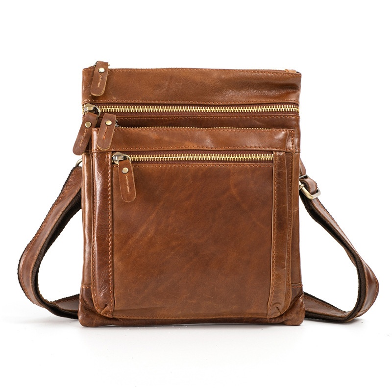 0820 Foreign Trade Genuine Leather Men's Single-shoulder Tablet Bag Retro Oil Wax First Layer Cowhide Messenger Bag
