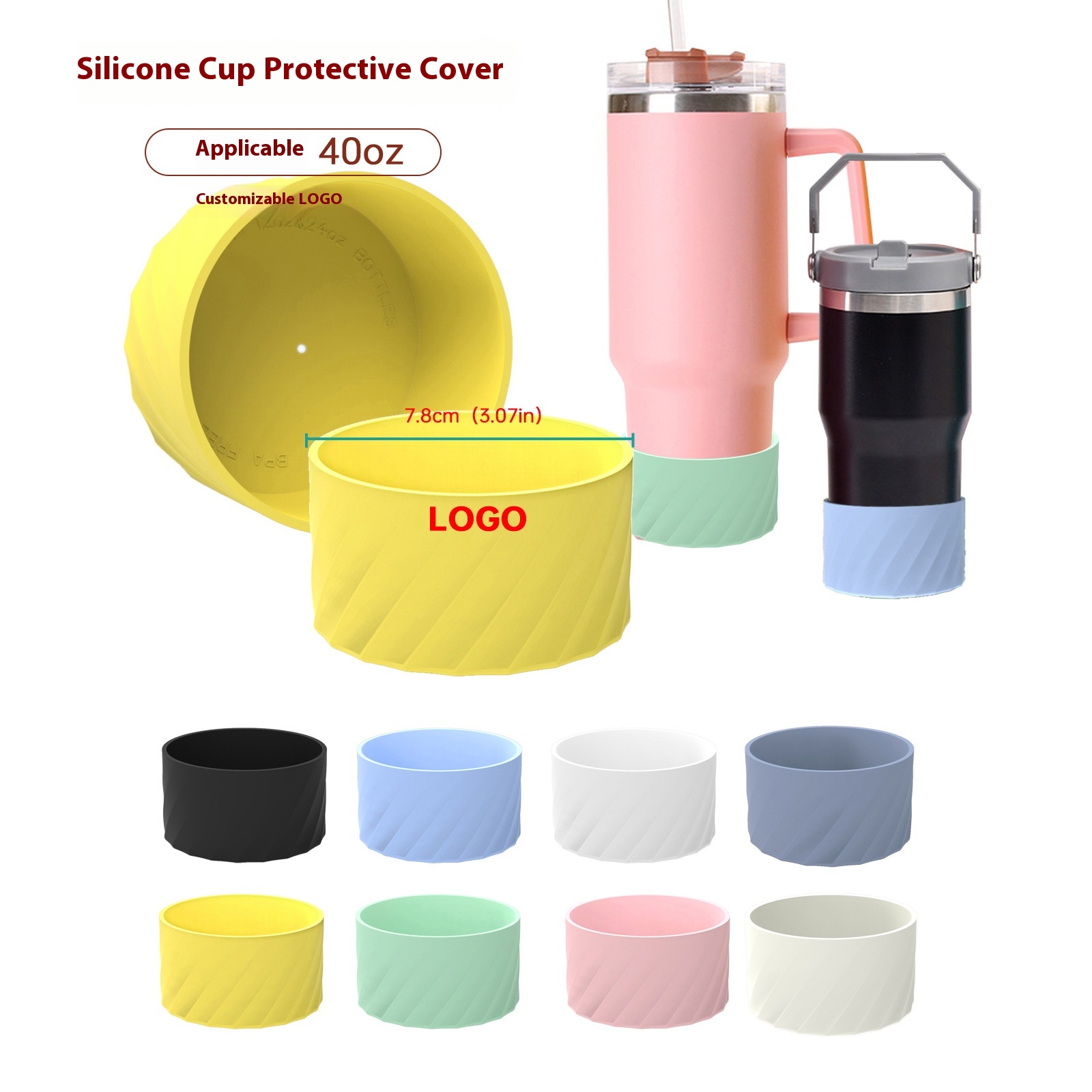 Silicone Water Cup Protective Cover Outdoor Sports Water Cup Protective Cover Round Base Cup Cover Anti-fall Heatulation