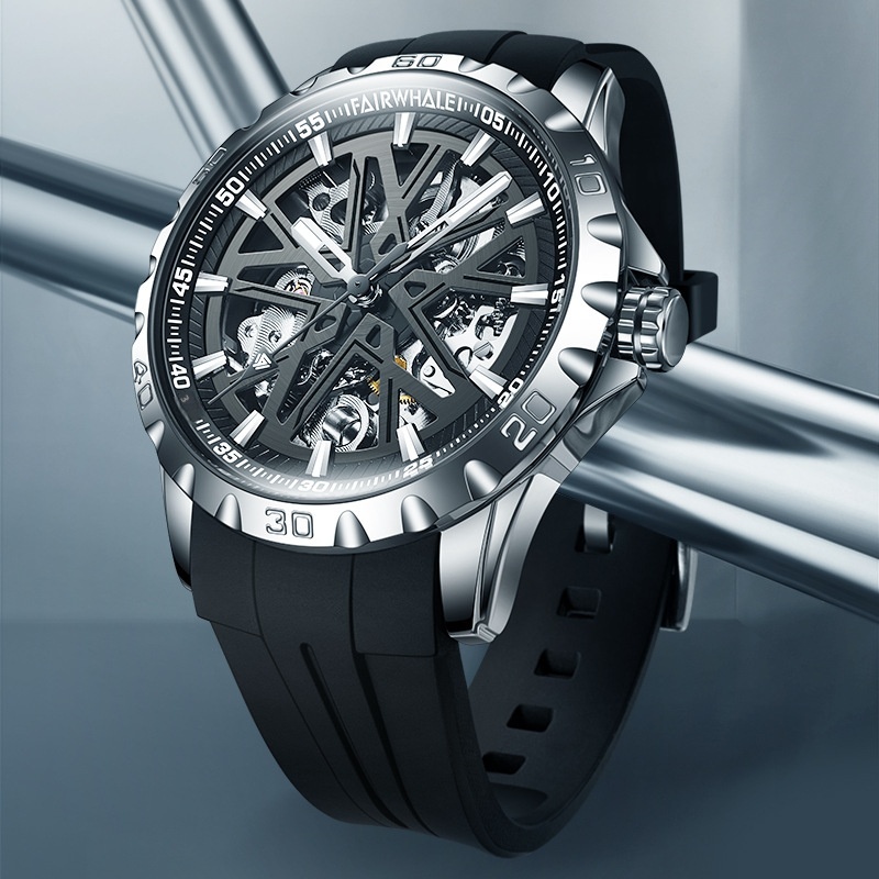 Mark Fairwhale Brand Automatic Skeleton Mechanical Watch–Stylish Wristwatch