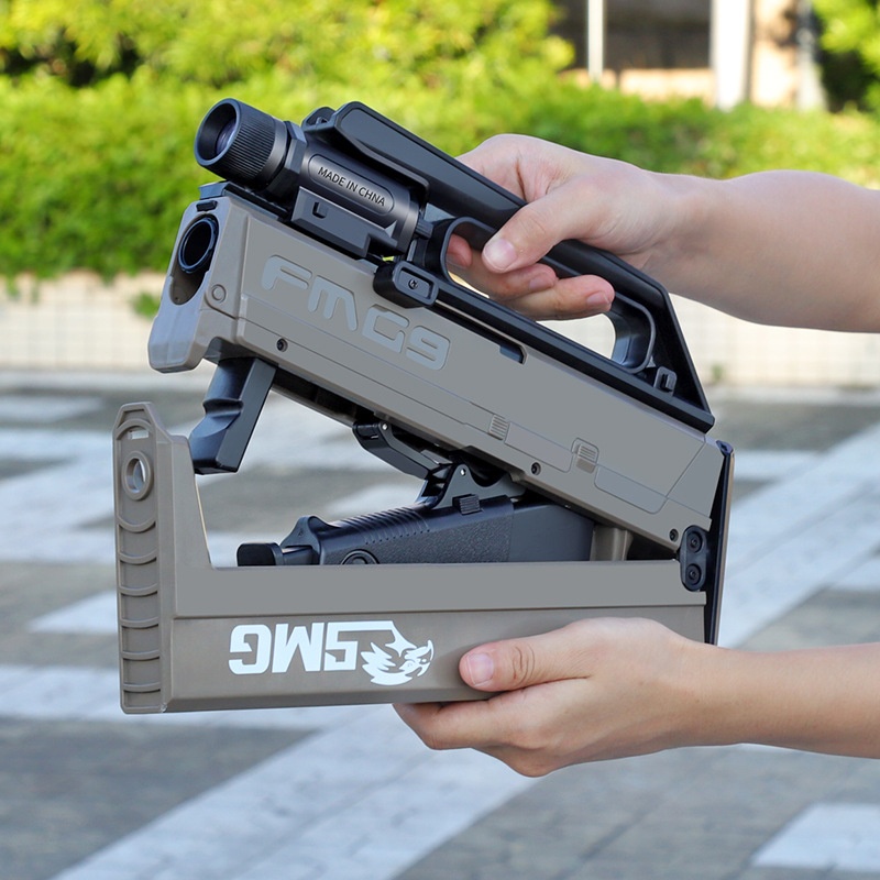 Taizhen FMG9 Folding Toy Gun–Manual Shell Ejection,Soft Bullet Gun With Rear Pull Cocking And Bottom Loading Mechanism