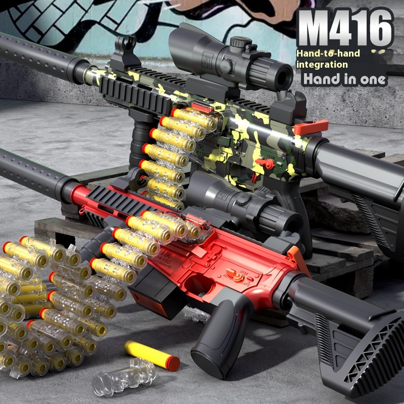 Manual Chain M416 Soft Bullet Gun Children Boy Toy Gun Eat Chicken EVASoft Bullet Rifle Outdoor Toys