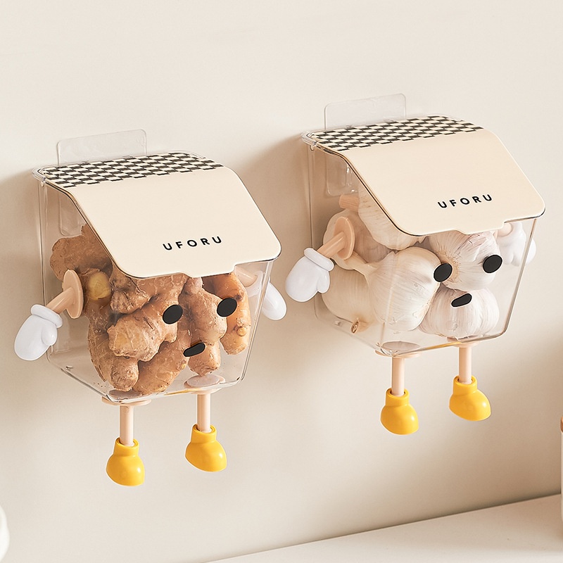 Onion,Ginger And Garlic Storage Box Food Grade Wall-mounted Rack Punch-free Wall Hanging Basket Ginger Garlic Seasoning Storage Basket