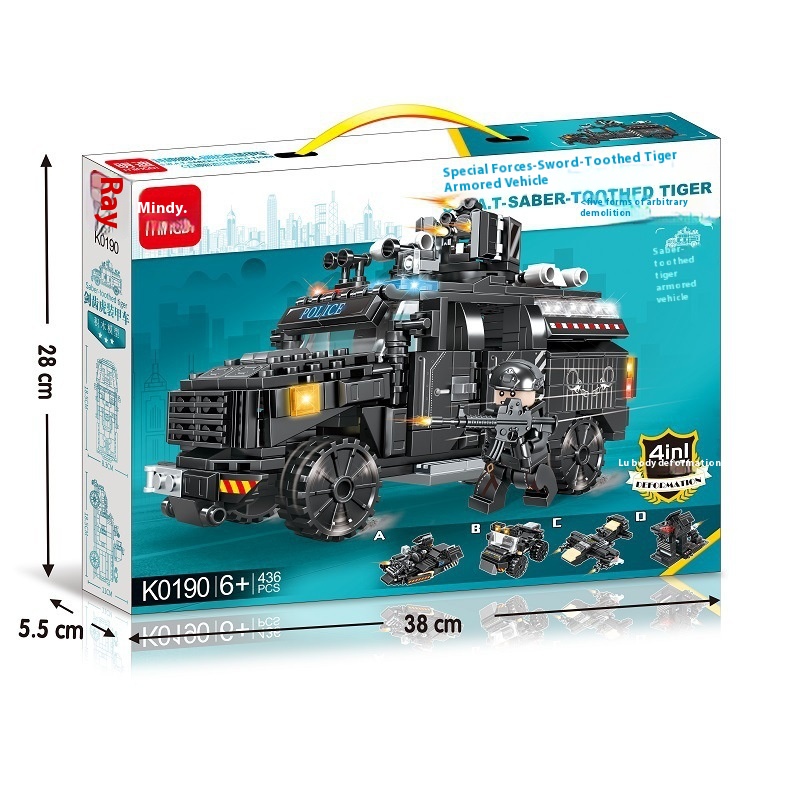 Mindy K0190 Compatible Lego Assembled Building Block Toy SWATAircraft Transformation Mecha Student Gift