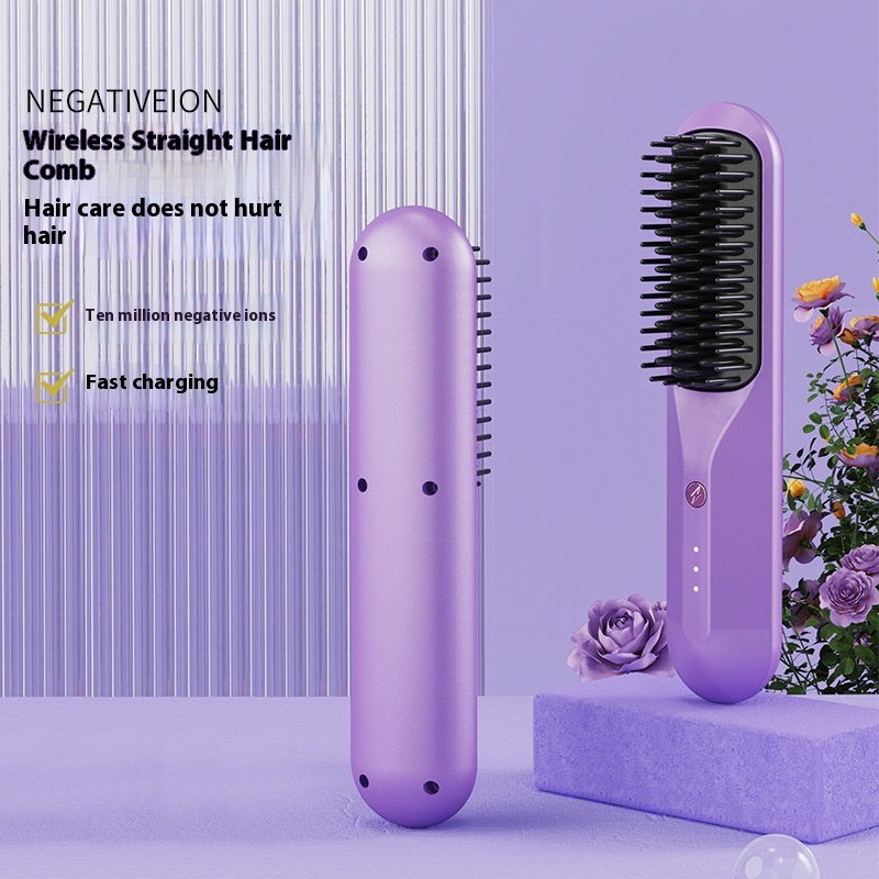 Multifunctional Hair Straightening Comb,Straight And Curling Dual-purpose Negative Ion Dormitory Wireless Hair Care Hair Straightener,Smooth Hair Care Straightening Comb