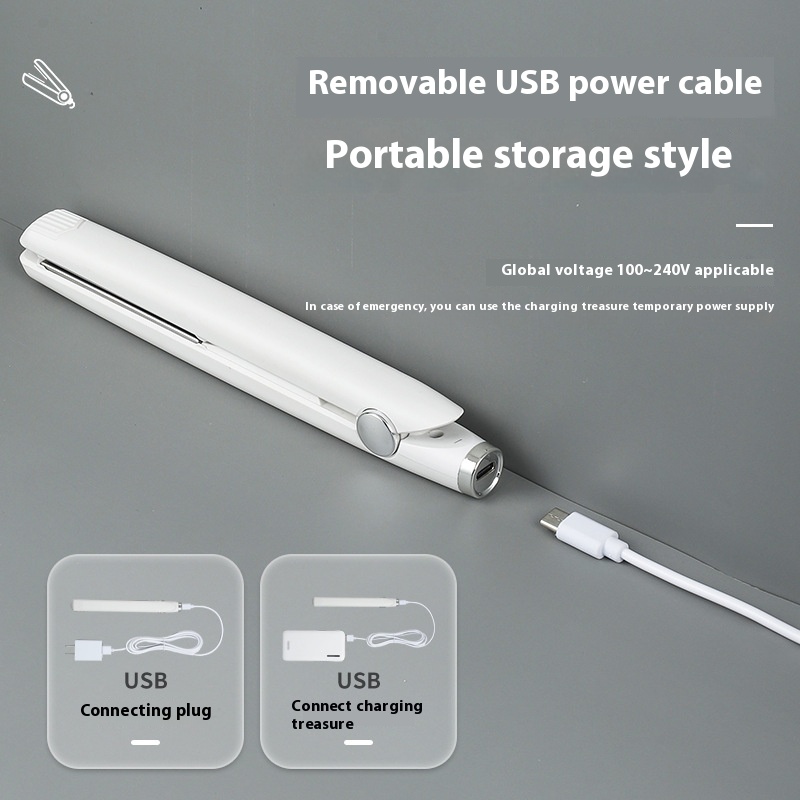 Usb Interface Mini Small Splint Straight Curling Dual-use Curling Iron Power Bank Available Non-rechargeable Model