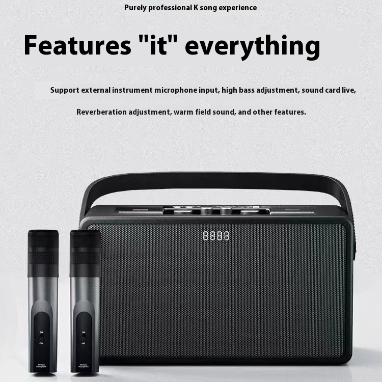 TVComputer Outdoor Karaoke Long Battery Life Portable Speaker Wireless Bluetooth Speaker Hidden Microphone