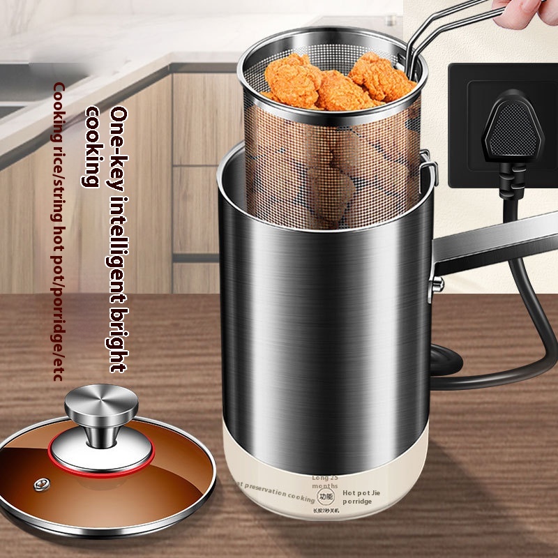 304 Stainless Steel Electric Fryer Household Kitchen Fryer Multi-functional Heightened Electric Fryer With Filter Smart Cooking Pot