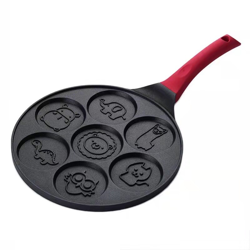 Seven-hole Pancake Pan Household Cartoon Pan Breakfast Pan Burger Non-stick Pan Frying Pan Animal Omelette Pan