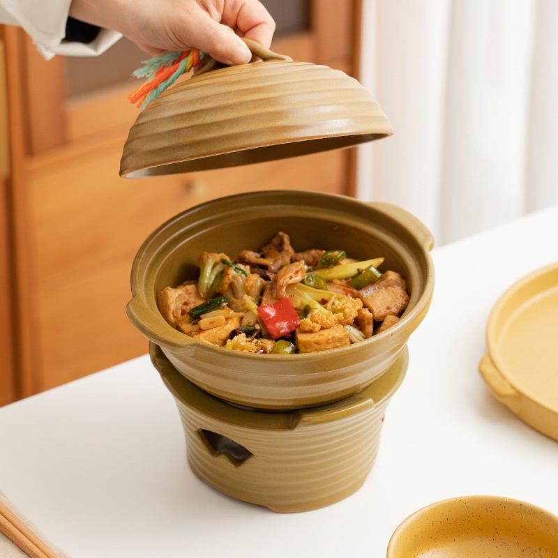 Casserole Stew Pot Open Flame Ceramic Soup Pot Household Clay Pot Rice Good-looking Gas Stove Dry Pot Plate