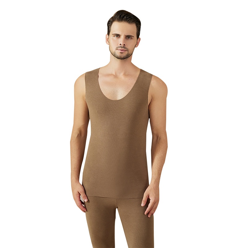 Men's German Velvet Vest Men's Plus Velvet Thermal Underwear Self-heating Thermal Top Antibacterial Autumn Clothes Mask Clothes