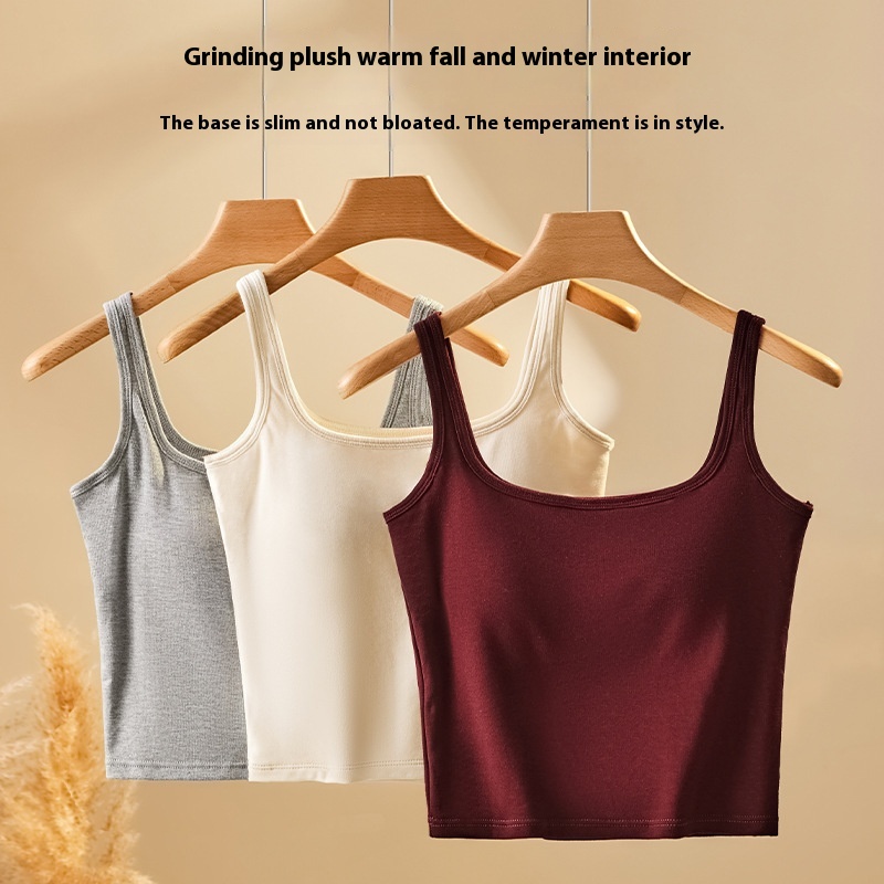Warm Small Camisole With Plush And Thickened Back Tube Top With Fixed Chest Pads For Inner Wear And Outer Wear