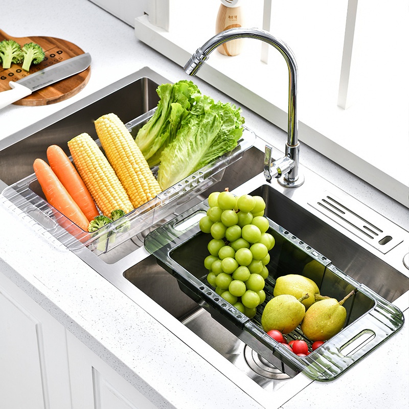 Retractable Vegetable Washing Basin Drain Basket Kitchen Sink Dishwashing Pool Water Filter Rack Tableware Fruit And Vegetable Storage Basket