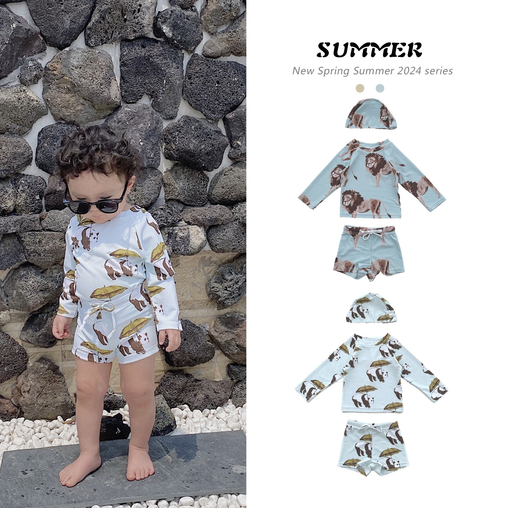 Children's Summer Quick-drying Split Swimsuit Boys Style Swimsuit Baby Long-sleeved Sunscreen Swimsuit