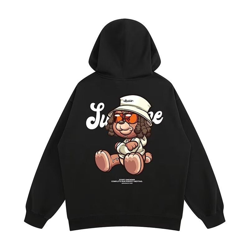 Sweatshirt Plus Size Hooded Fleece-lined American Retro Fat Jacket Boys Autumn And Winter Fashion Brand Loose Top M-8 XL